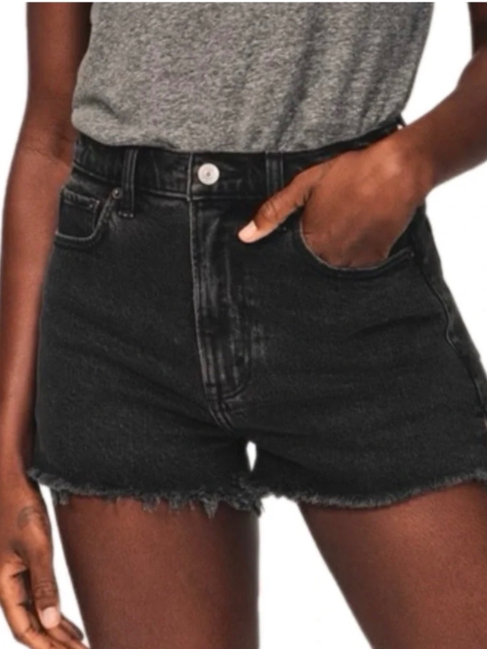 Abercrombie & Fitch High Rise Black Denim Cutoff Shorts Size 10 Distressed